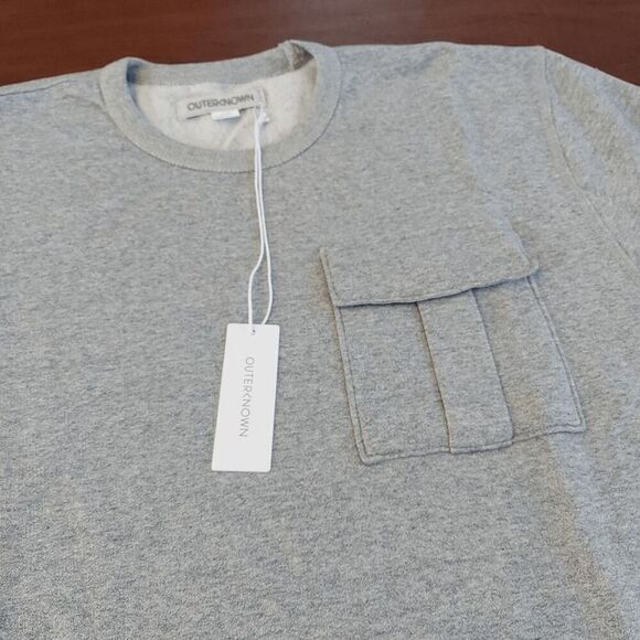 Outerknown Crewneck Pocket Sweatshirt Organic Cotton Grey Men's Size XL - Picture 2 of 5
